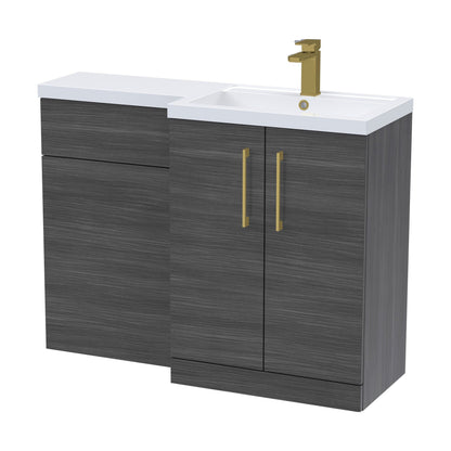 [BFLE511RH017] Bramshall Combination Vanity Unit with Basin & WC, Right Hand, 1100mm x 390mm - Choice of Colour and Handle Finish - Cutout