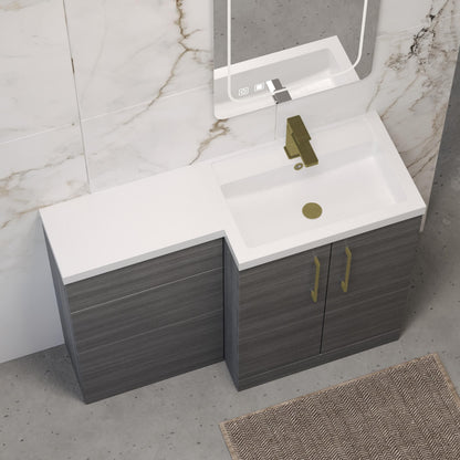 [BFLE511RH017] Bramshall Combination Vanity Unit with Basin & WC, Right Hand, 1100mm x 390mm - Choice of Colour and Handle Finish - Lifestyle 2