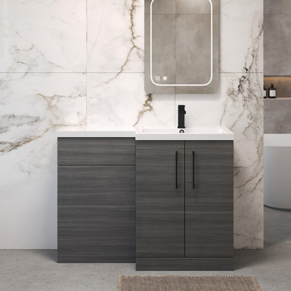 [BFLE511RH018] Bramshall Combination Vanity Unit with Basin & WC, Right Hand, 1100mm x 390mm - Choice of Colour and Handle Finish - Lifestyle 1