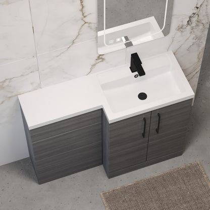 [BFLE511RH018] Bramshall Combination Vanity Unit with Basin & WC, Right Hand, 1100mm x 390mm - Choice of Colour and Handle Finish - Lifestyle 2
