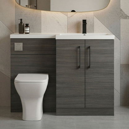 [BFLE511RH018] Bramshall Combination Vanity Unit with Basin & WC, Right Hand, 1100mm x 390mm - Choice of Colour and Handle Finish - Silo