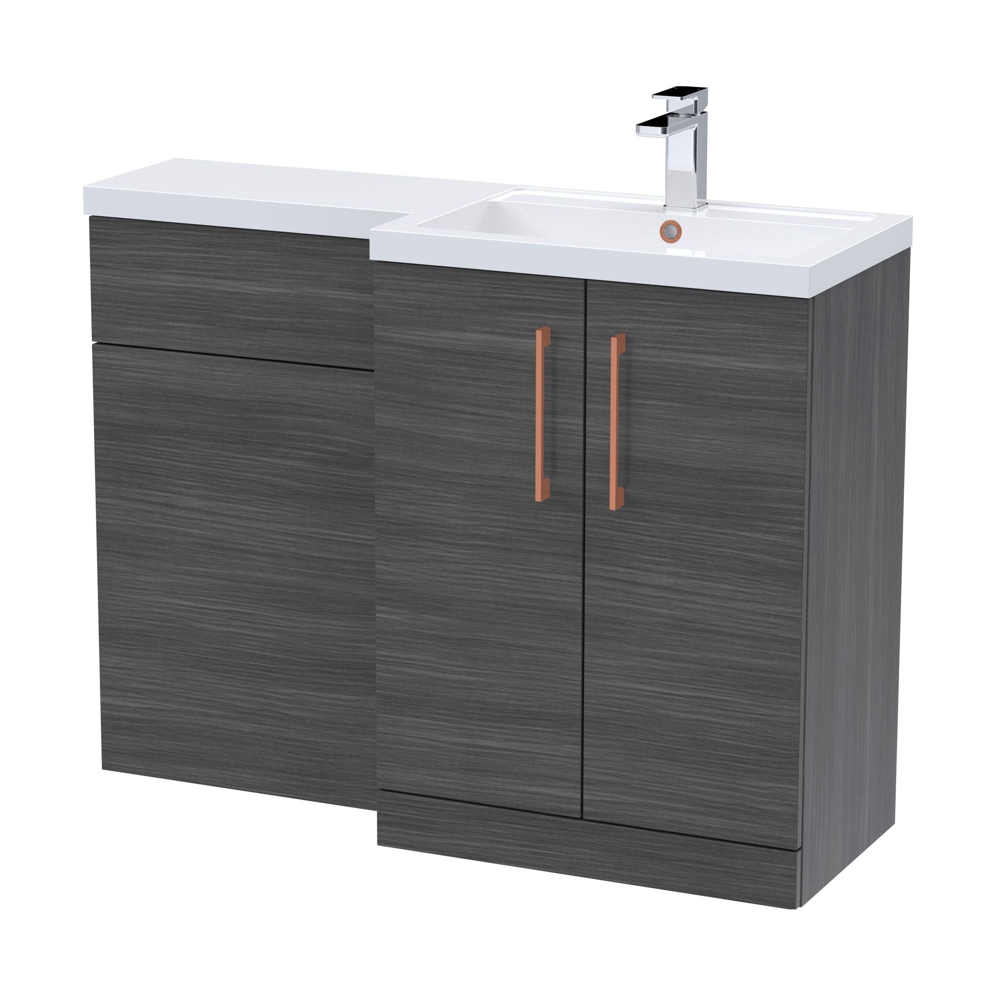 [BFLE511RH019] Bramshall Combination Vanity Unit with Basin & WC, Right Hand, 1100mm x 390mm - Choice of Colour and Handle Finish - Cutout