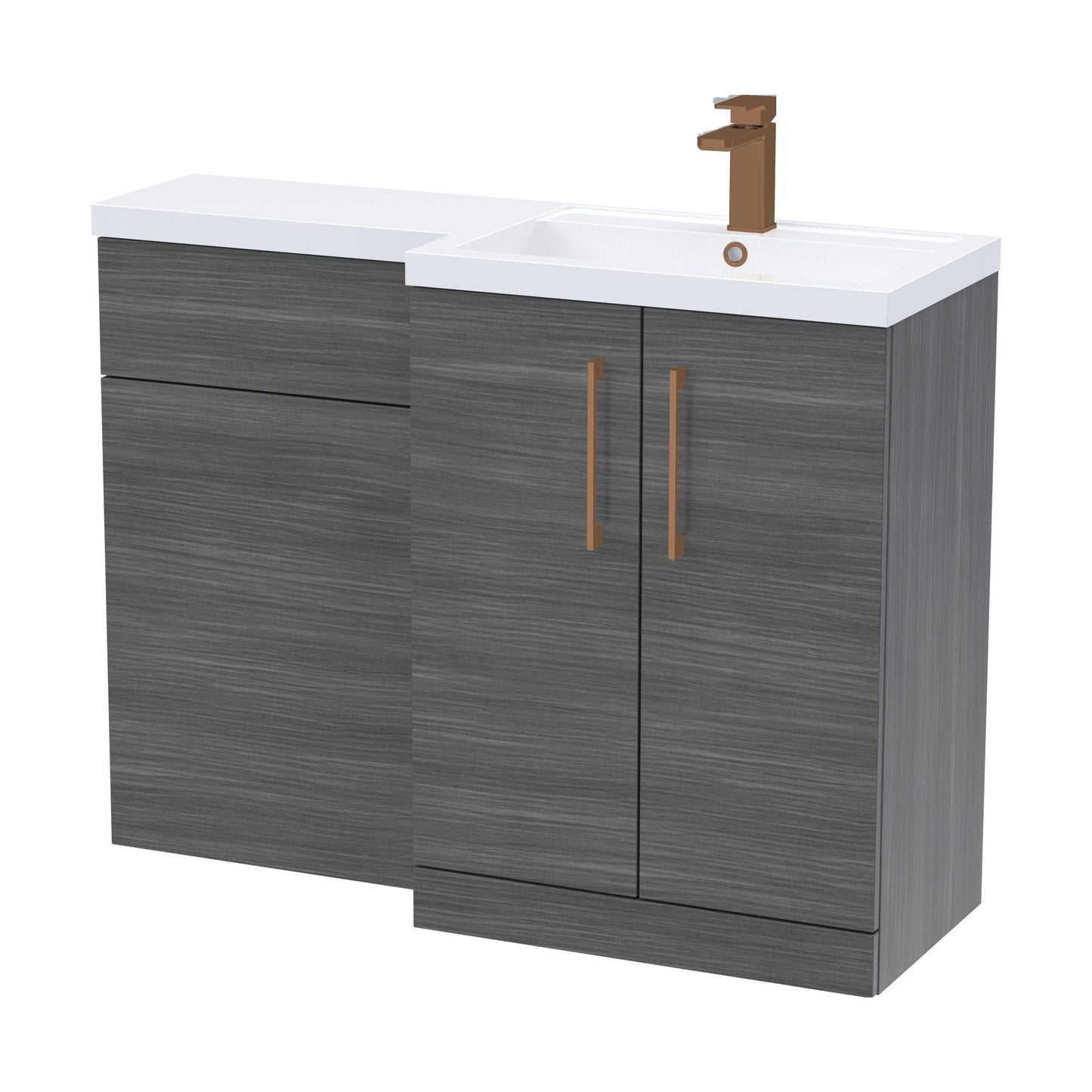 [BFLE511RH1516] Bramshall Combination Vanity Unit with Basin & WC, Right Hand, 1100mm x 390mm - Choice of Colour and Handle Finish - Cutout