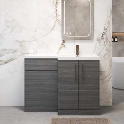 [BFLE511RH1516] Bramshall Combination Vanity Unit with Basin & WC, Right Hand, 1100mm x 390mm - Choice of Colour and Handle Finish - Lifestyle 1