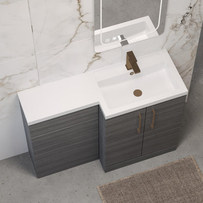 [BFLE511RH1516] Bramshall Combination Vanity Unit with Basin & WC, Right Hand, 1100mm x 390mm - Choice of Colour and Handle Finish - Lifestyle 2