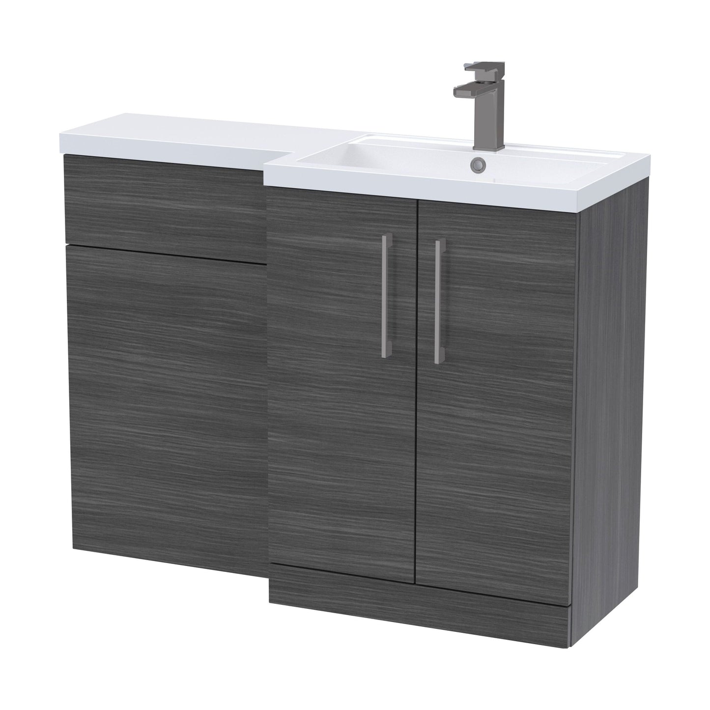 [BFLE511RH716] Bramshall Combination Vanity Unit with Basin & WC, Right Hand, 1100mm x 390mm - Choice of Colour and Handle Finish - Cutout