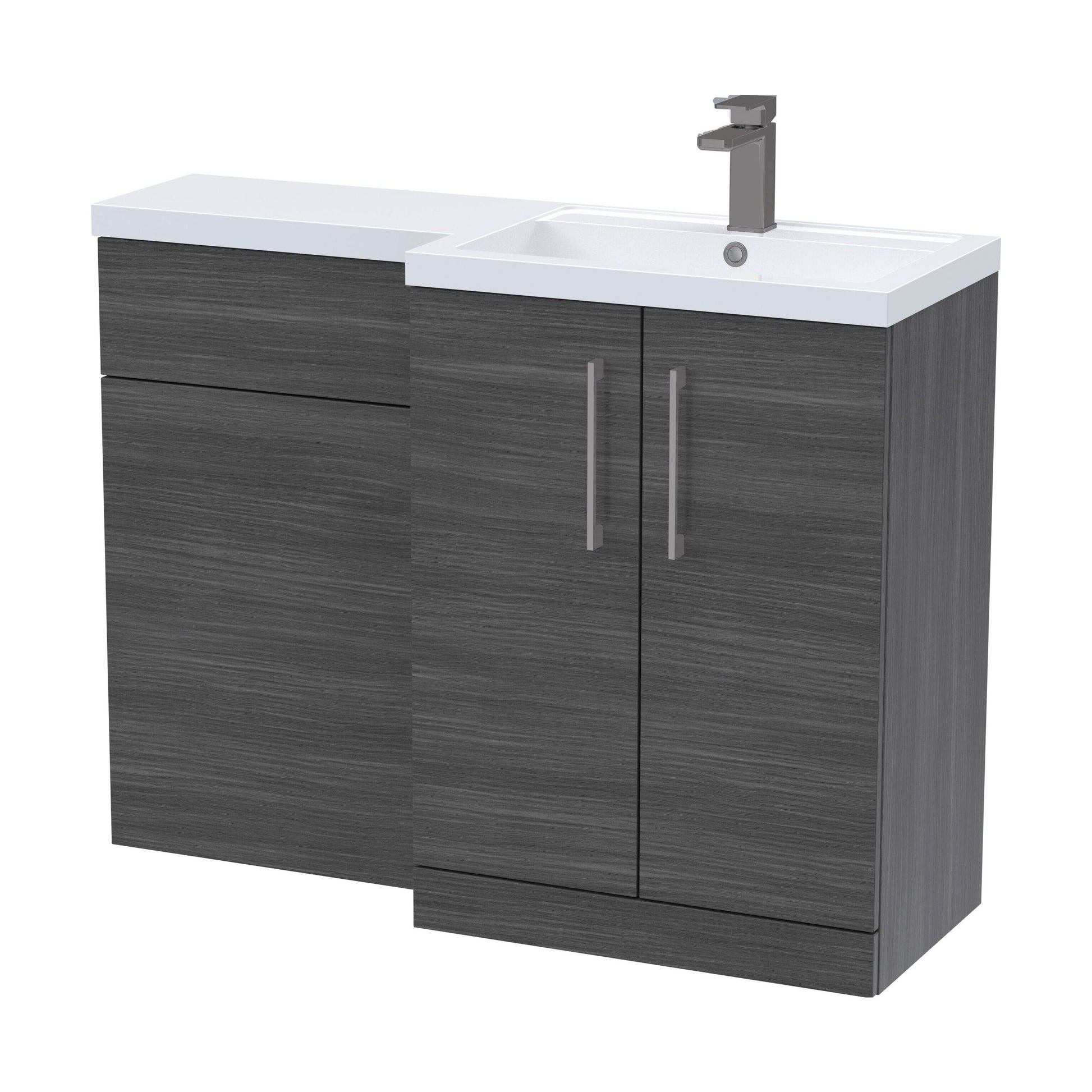 [BFLE511RH716] Bramshall Combination Vanity Unit with Basin & WC, Right Hand, 1100mm x 390mm - Choice of Colour and Handle Finish - Cutout