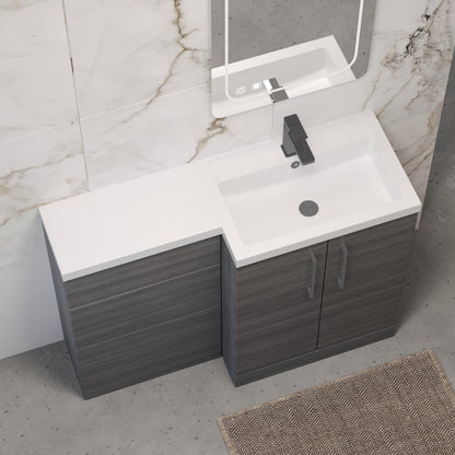 [BFLE511RH716] Bramshall Combination Vanity Unit with Basin & WC, Right Hand, 1100mm x 390mm - Choice of Colour and Handle Finish - Lifestyle 2