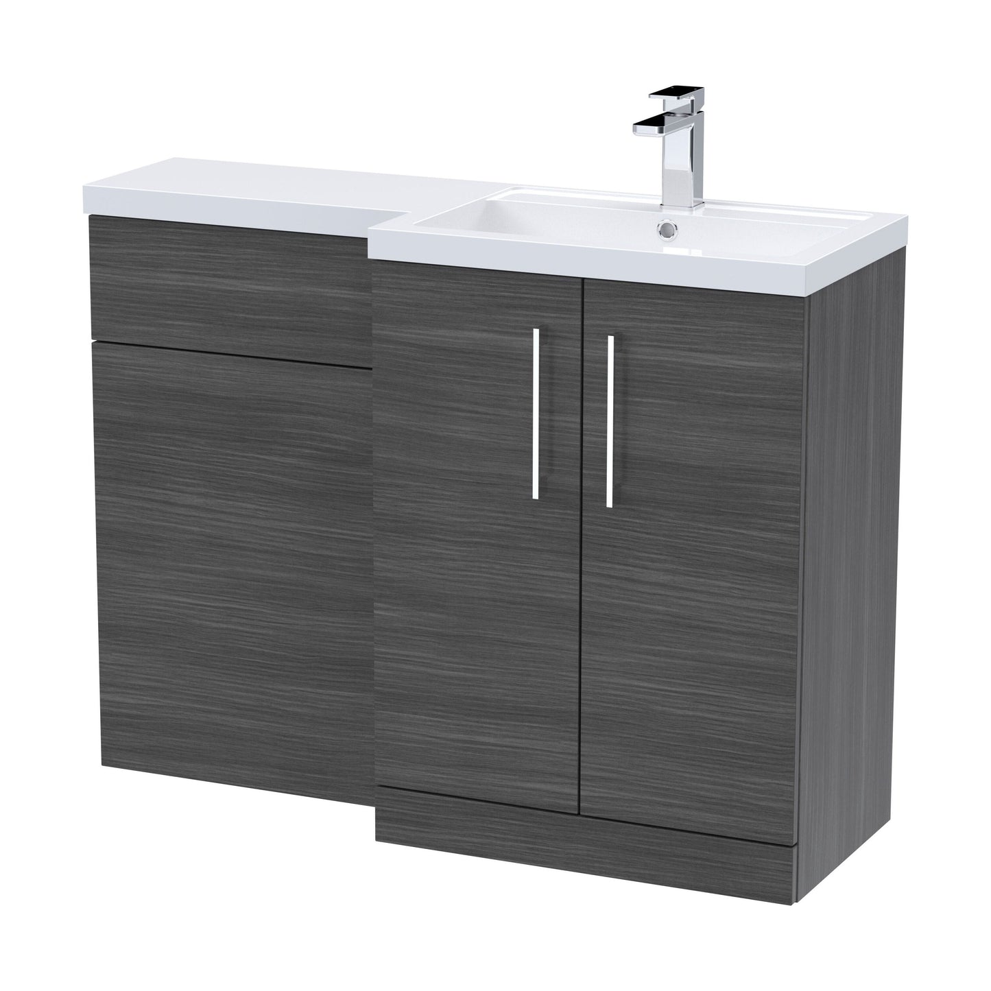 [BFLE511R] Bramshall Combination Vanity Unit with Basin & WC, Right Hand, 1100mm x 390mm - Choice of Colour and Handle Finish - Cutout