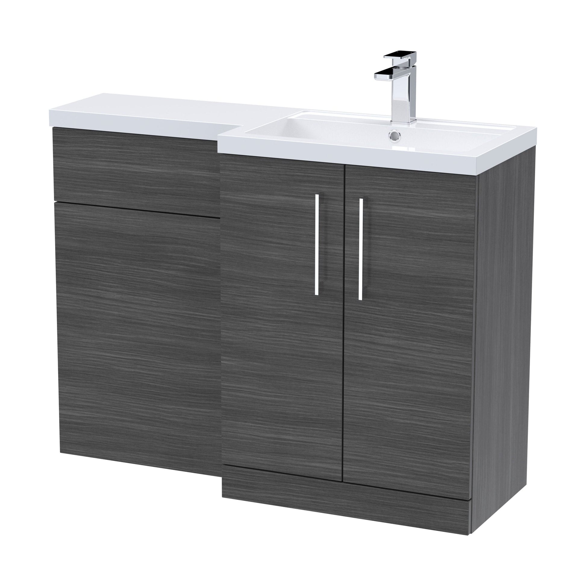 [BFLE511R] Bramshall Combination Vanity Unit with Basin & WC, Right Hand, 1100mm x 390mm - Choice of Colour and Handle Finish - Cutout