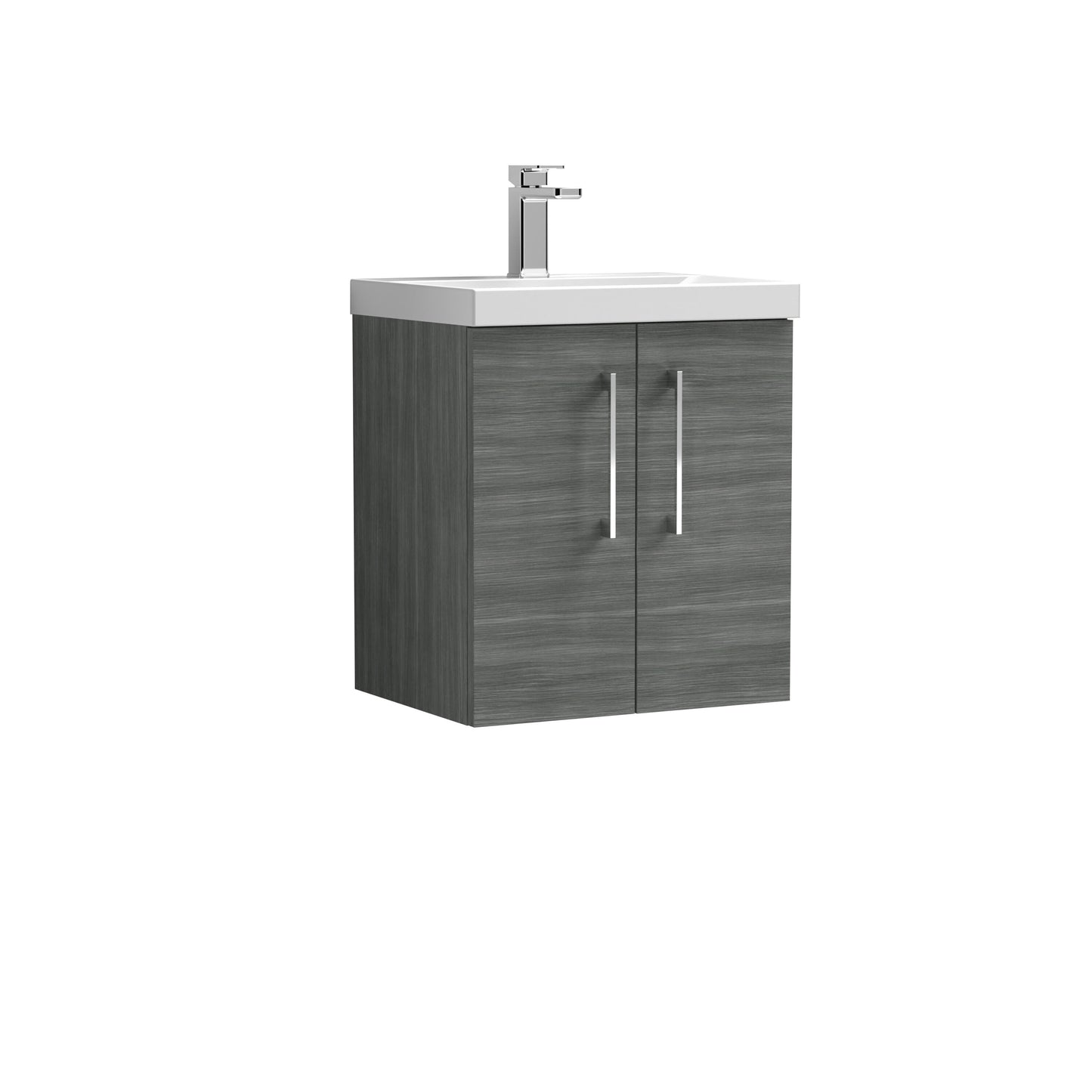 [BFLE521A] Bramshall Contemporary 2 Door Wall Hung Vanity Basin Unit with Mid-Edge Basin, Choice of Size and Colour - Cutout