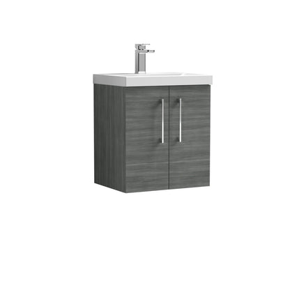 [BFLE521A] Bramshall Contemporary 2 Door Wall Hung Vanity Basin Unit with Mid-Edge Basin, Choice of Size and Colour - Cutout
