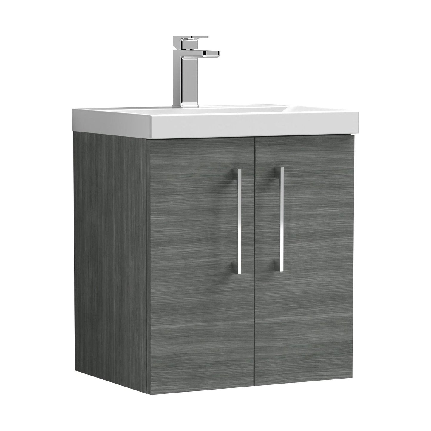 [BFLE521D] Balterley  Contemporary Bathroom Wall Hung 2-Door Vanity & Thin-Edge Basin, Anthracite, 500mm - Cutout
