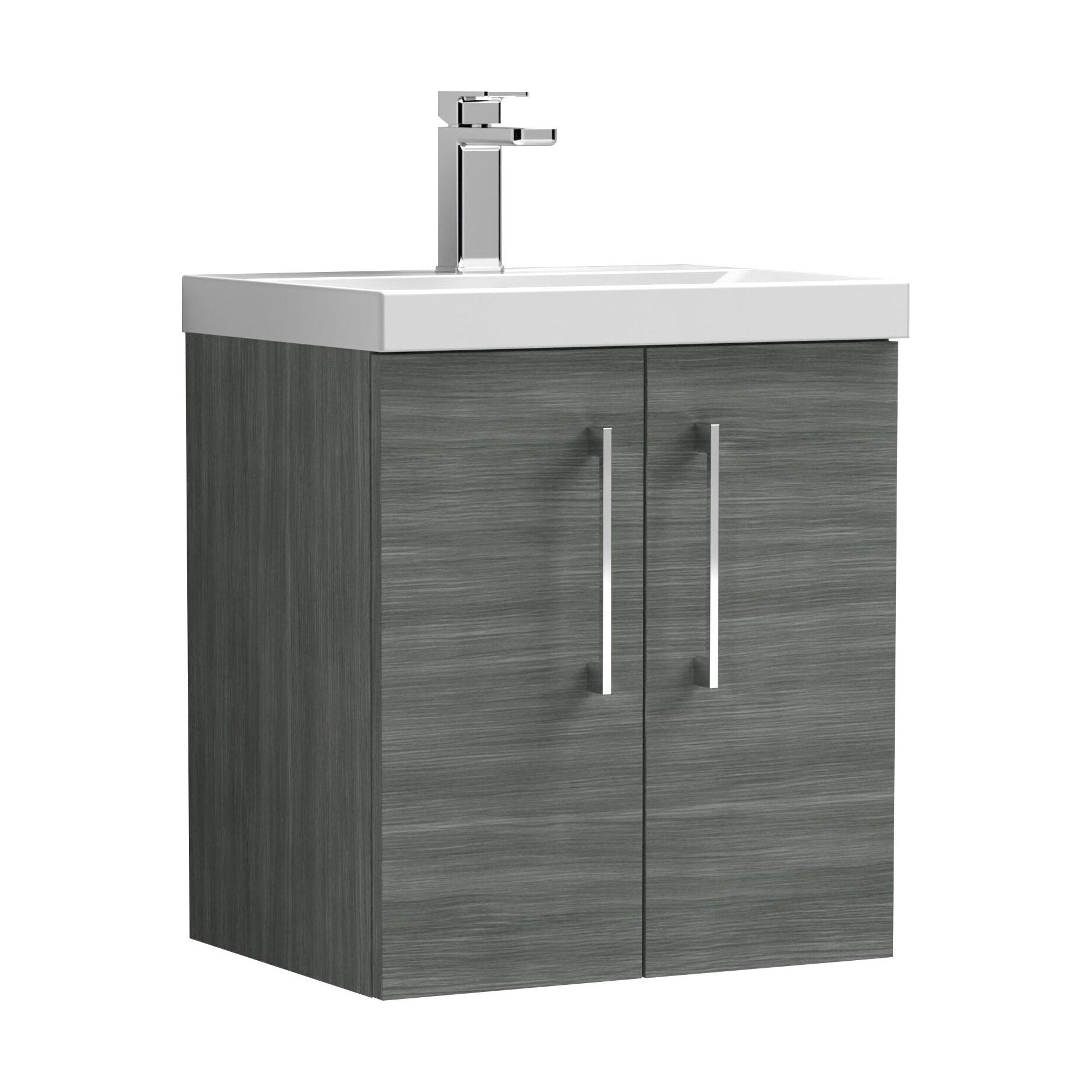[BFLE521D] Balterley  Contemporary Bathroom Wall Hung 2-Door Vanity & Thin-Edge Basin, Anthracite, 500mm - Cutout