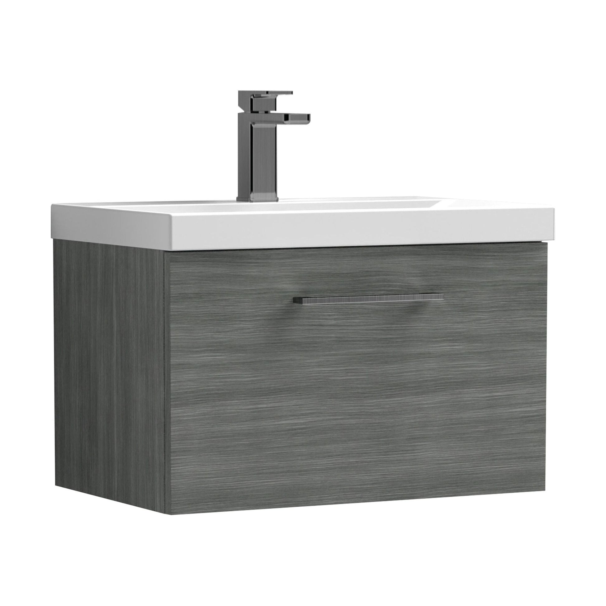 [BFLE522AH716] Bramshall Wall Hung 1 Drawer Vanity Unit with Mid-Edge Ceramic Basin - Choice of Colour, Handle Finish and Size - Cutout