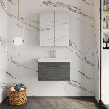 [BFLE522A] Bramshall Wall Hung 1 Drawer Vanity Unit with Mid-Edge Ceramic Basin - Choice of Colour, Handle Finish and Size - Lifestyle 1