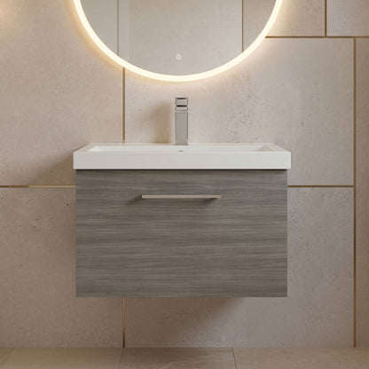 [BFLE522A] Bramshall Wall Hung 1 Drawer Vanity Unit with Mid-Edge Ceramic Basin - Choice of Colour, Handle Finish and Size - Silo