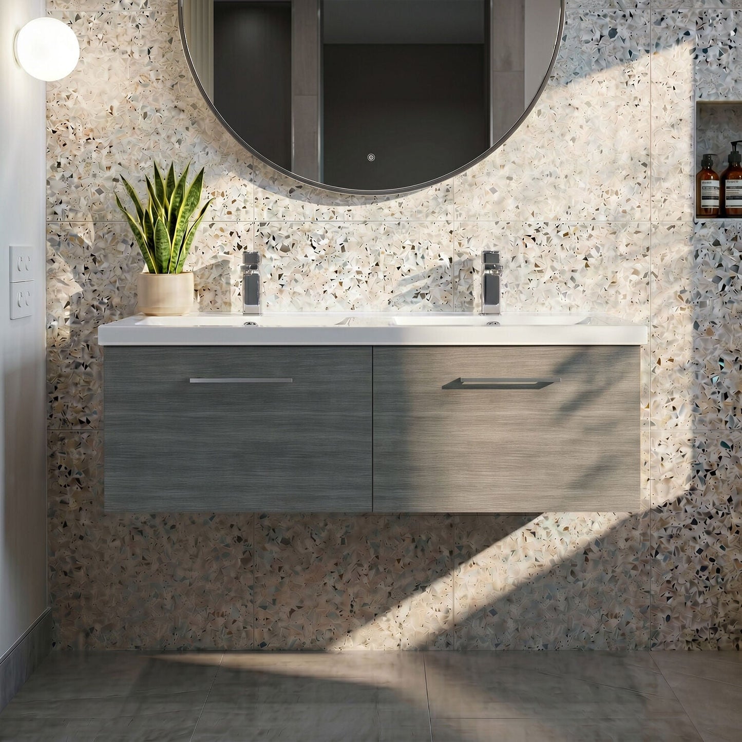 [BFLE522C2] Bramshall Wall Hung 2 Drawer Vanity Basin Unit - 1200mm - Choice of Colour and Basin Type - Silo