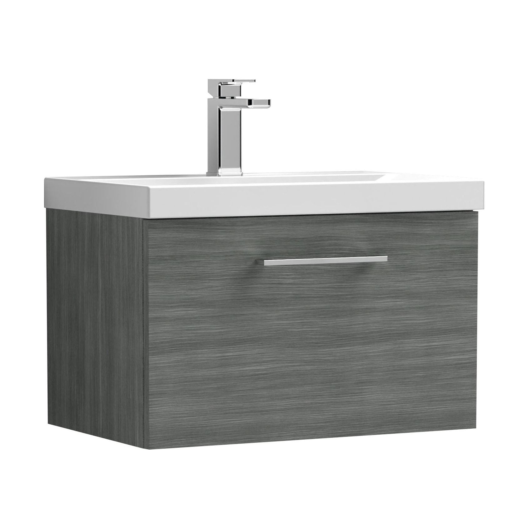 [BFLE522D] Balterley  Contemporary Bathroom Wall Hung 1-Drawer Vanity & Thin-Edge Basin, Anthracite, 600mm - Cutout