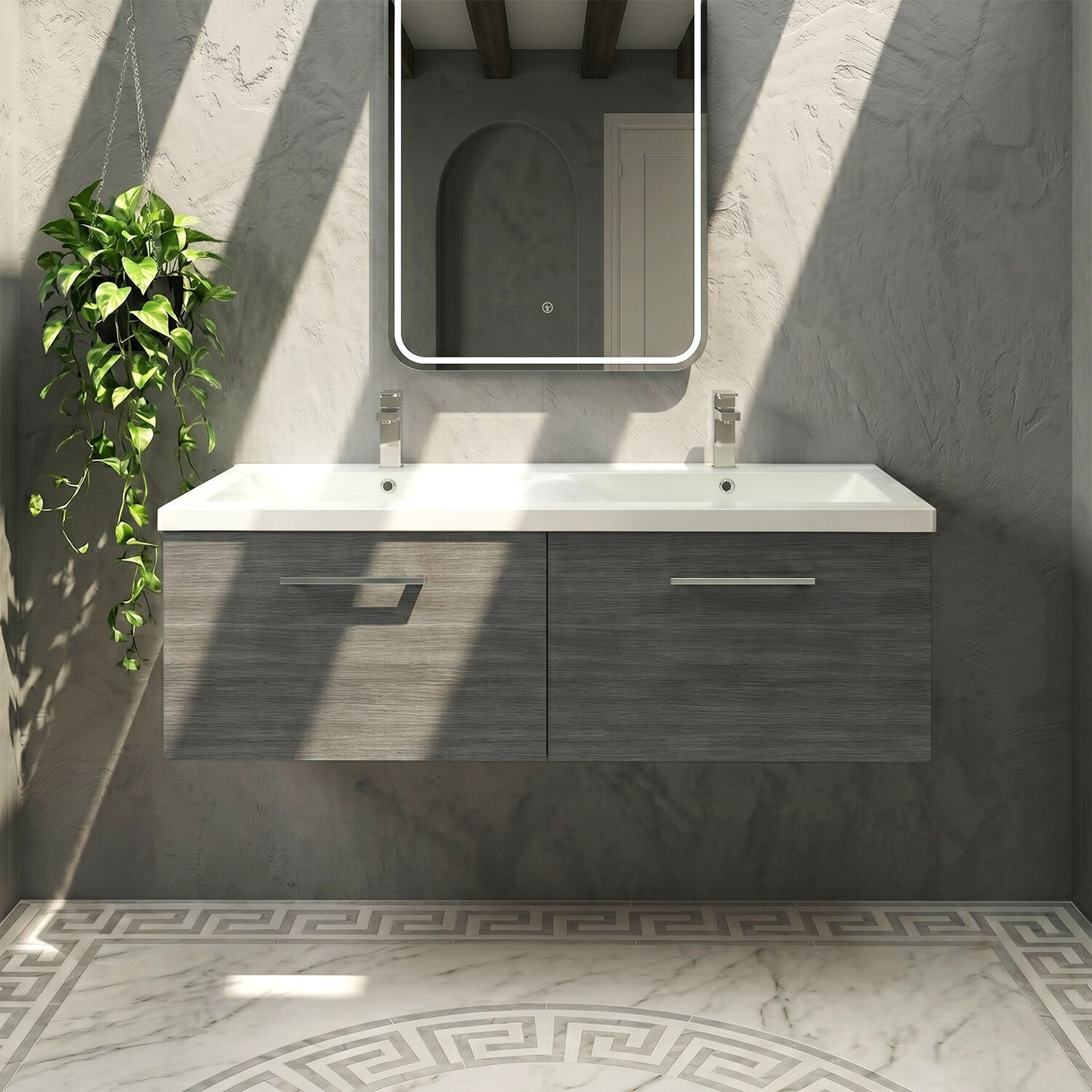[BFLE522F2] Bramshall 1200mm Wall Hung 2-Drawer Vanity Unit with Double Basin for Modern Bathroom Storage - Choice of Colour - Silo