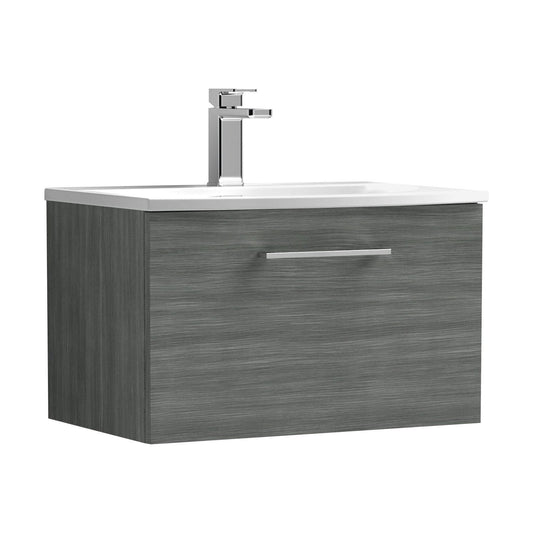 [BFLE522G] Balterley  Modern Bathroom 1 Soft Close Drawer Wall Hung Vanity & Basin, Anthracite, 600mm - Cutout