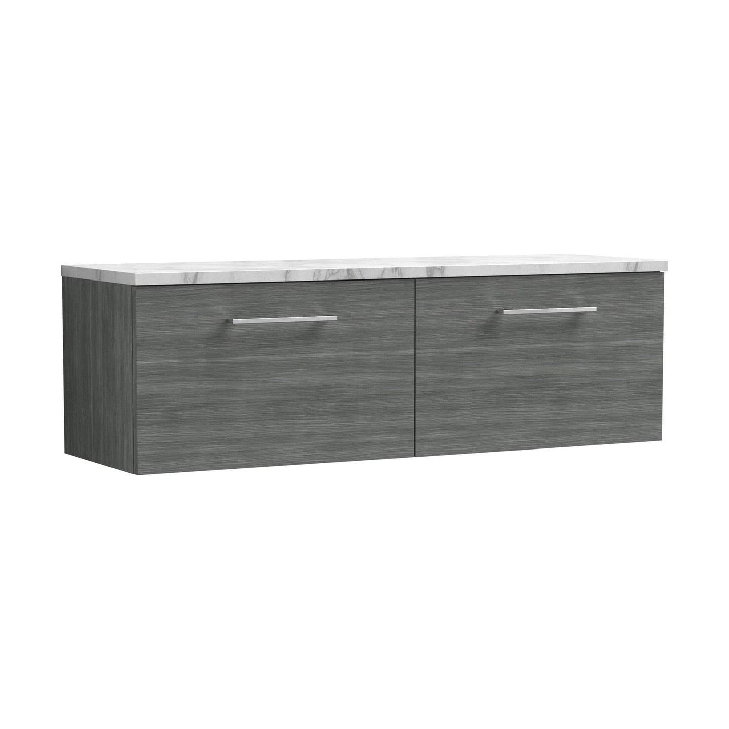 [BFLE522LCM2] Balterley Level 1200mm Wall Hung 2 Drawer Vanity Unit with Laminate Worktop for Modern Bathroom Storage - Anthracite Woodgrain - Cutout