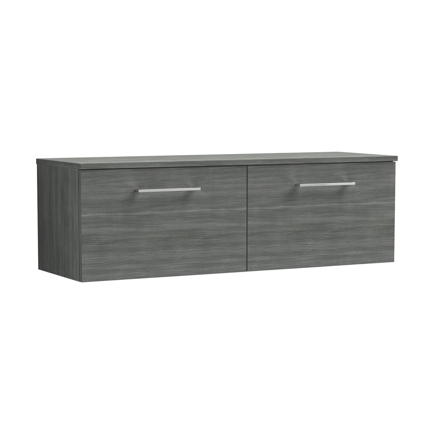 [BFLE522W2] Balterley Level Contemporary Bathroom Wall Hung 2-Drawer Vanity Unit with Worktop, Anthracite Woodgrain, 1200mm - Cutout