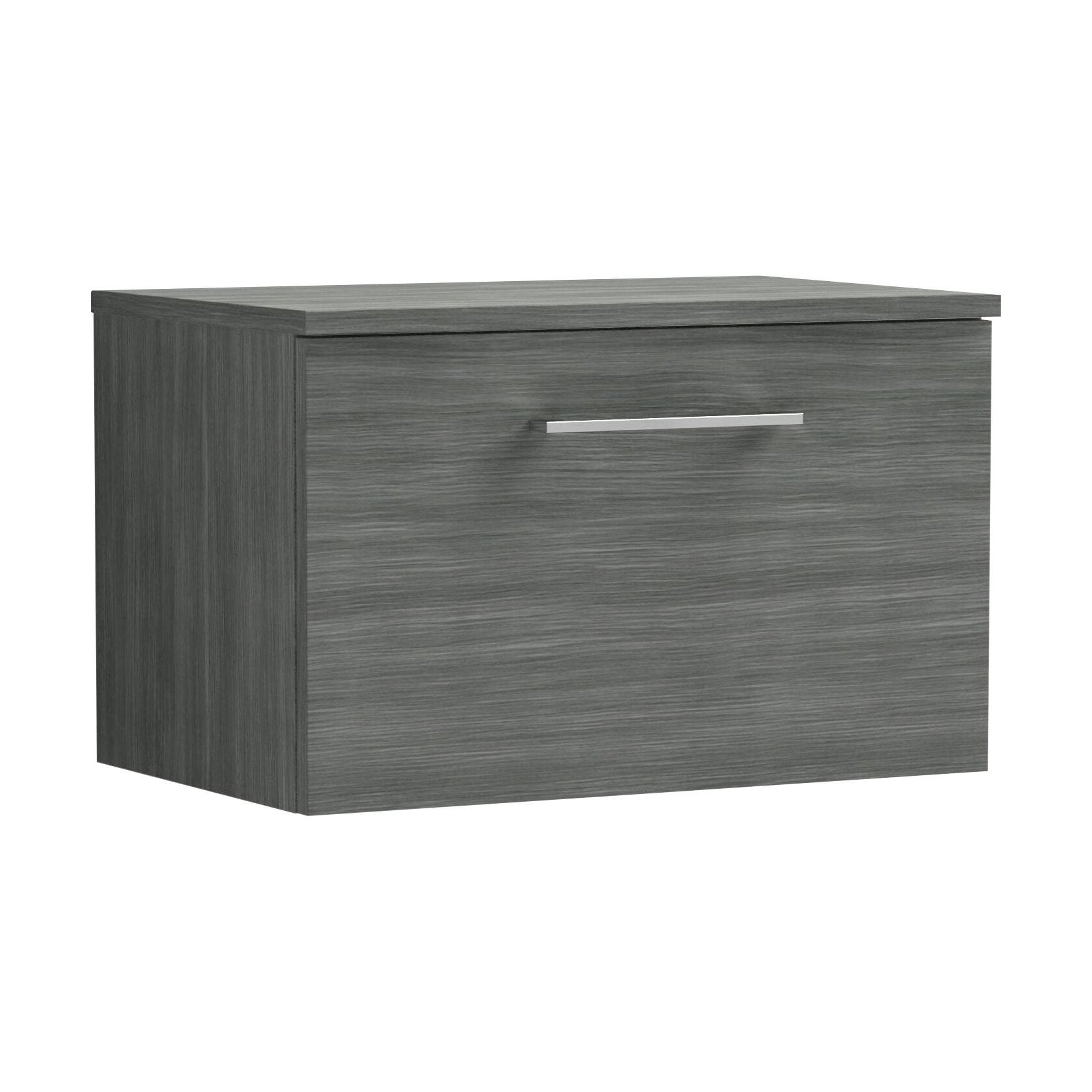 [BFLE522W] Balterley Level Modern Bathroom 600mm Wall Hung 1-Drawer Vanity Unit with Worktop, Soft Close Drawer, Anthracite - Cutout