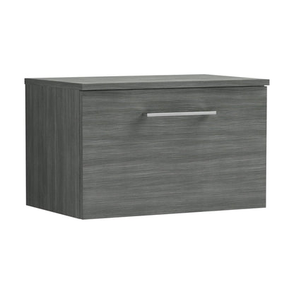 [BFLE522W] Balterley Level Modern Bathroom 600mm Wall Hung 1-Drawer Vanity Unit with Worktop, Soft Close Drawer, Anthracite - Cutout