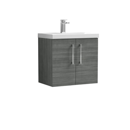 [BFLE5233A] Bramshall Contemporary 2 Door Wall Hung Vanity Basin Unit with Mid-Edge Basin, Choice of Size and Colour - Cutout