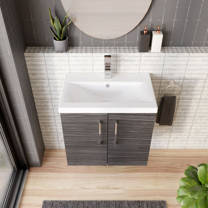 [BFLE5233A] Bramshall Contemporary 2 Door Wall Hung Vanity Basin Unit with Mid-Edge Basin, Choice of Size and Colour - Lifestyle 2