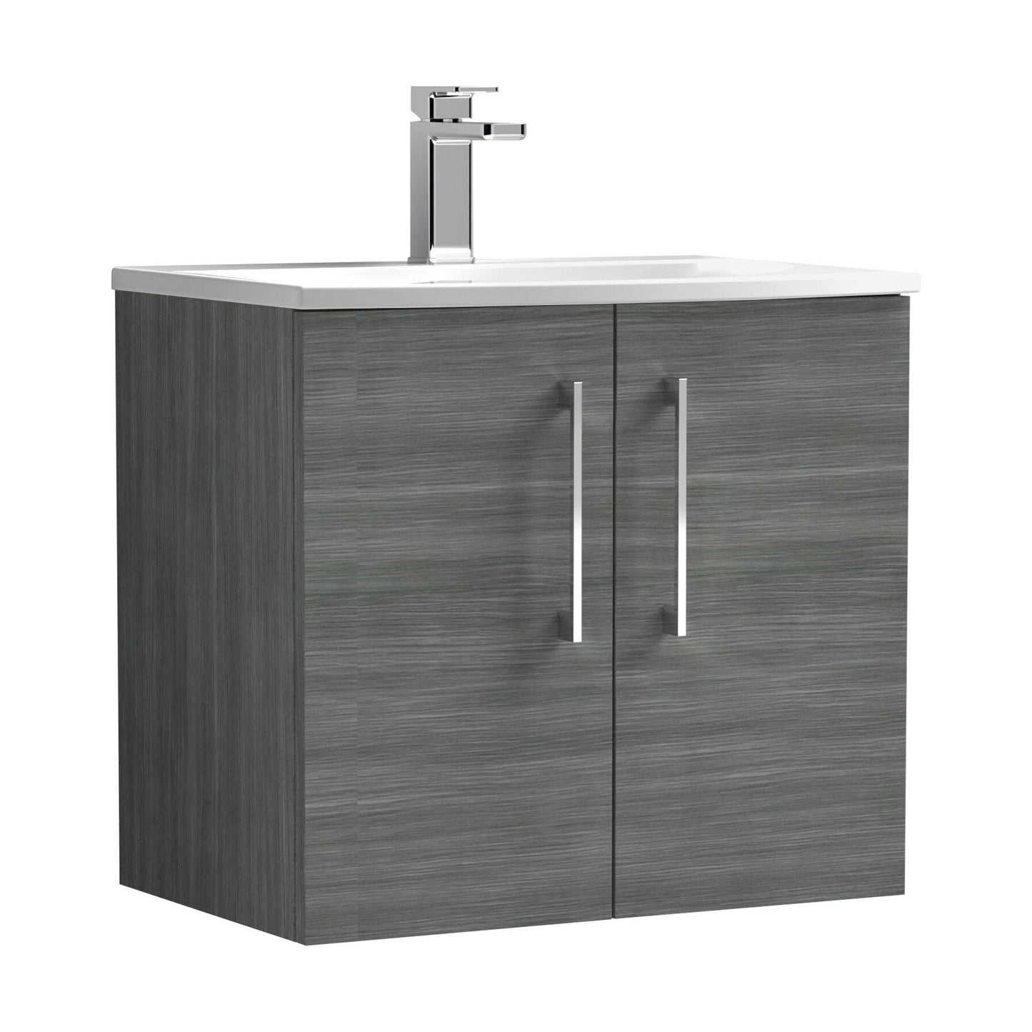 [BFLE523G] Balterley  Modern Bathroom 2 Soft Close Door Wall Hung Vanity & Basin, Anthracite, 600mm - Cutout