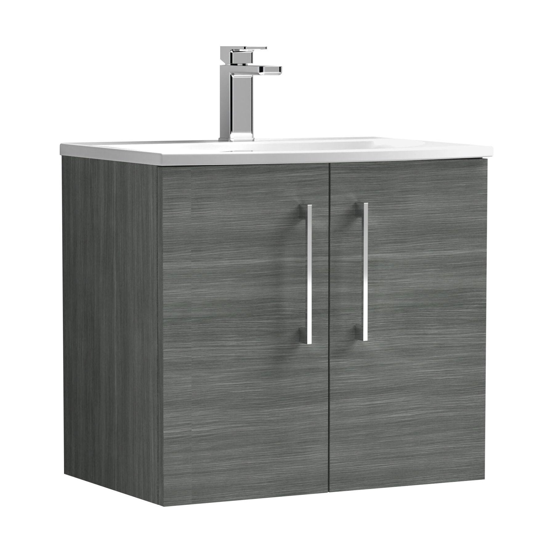 [BFLE523G] Balterley  Modern Bathroom 2 Soft Close Door Wall Hung Vanity & Basin, Anthracite, 600mm - Cutout