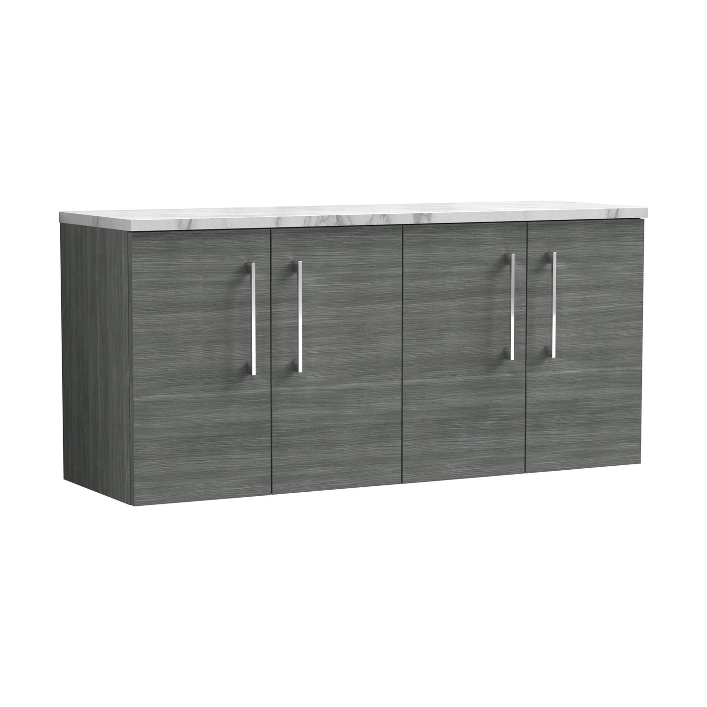 [BFLE523LCM2] Balterley Level 1200mm Wall Hung 2 Door Vanity Unit with Laminate Worktop for Modern Bathroom Storage - Anthracite Woodgrain - Cutout