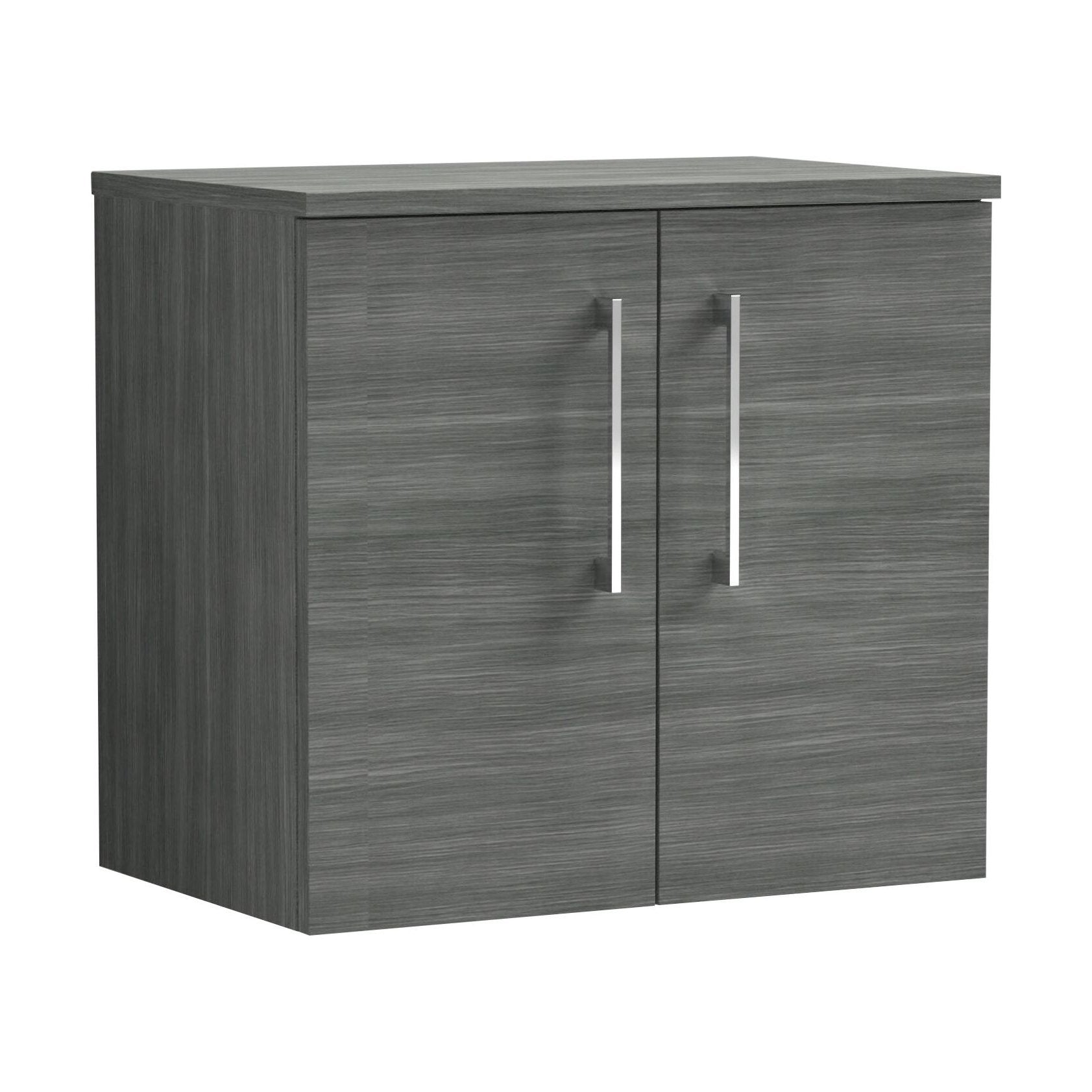 [BFLE523W] Balterley Level Modern Bathroom 600mm Wall Hung 2-Door Vanity Unit with Worktop, Soft Close Doors, Anthracite Woodgrain - Cutout