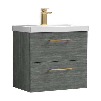 [BFLE524AH1516] Bramshall Wall Hung 2 Drawer Vanity Unit with Mid-Edge Ceramic Basin - Choice of Colour, Handle Finish and Size - Cutout