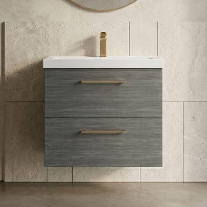 [BFLE524AH1516] Bramshall Wall Hung 2 Drawer Vanity Unit with Mid-Edge Ceramic Basin - Choice of Colour, Handle Finish and Size - Silo