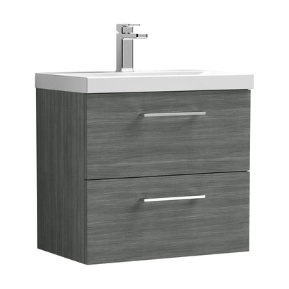 [BFLE524A] Bramshall Wall Hung 2 Drawer Vanity Unit with Mid-Edge Ceramic Basin - Choice of Colour, Handle Finish and Size - Cutout