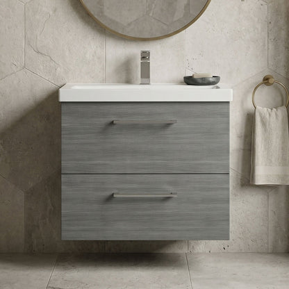 [BFLE524A] Bramshall Wall Hung 2 Drawer Vanity Unit with Mid-Edge Ceramic Basin - Choice of Colour, Handle Finish and Size - Silo