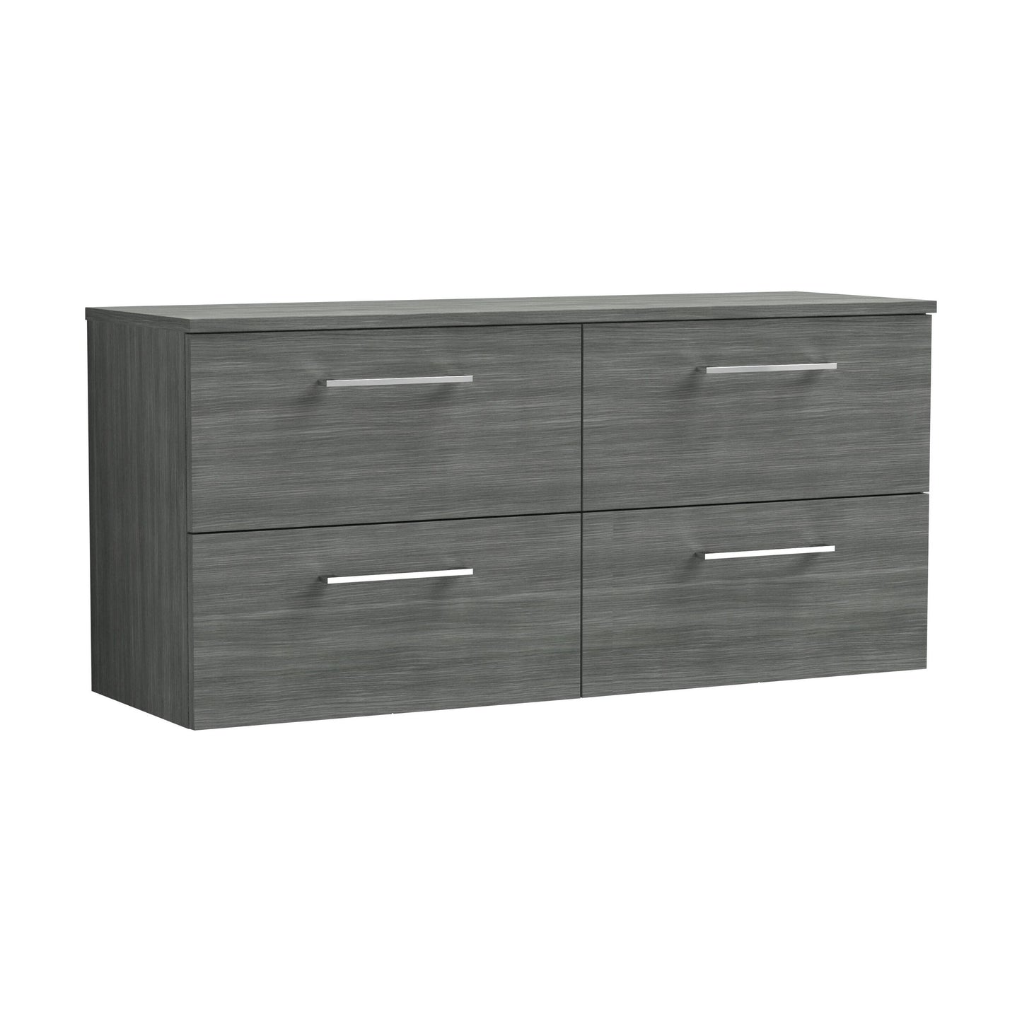 [BFLE524W2] Balterley Level Modern Bathroom 1200mm Wall Hung 4 Soft Close Drawer Vanity Unit with Worktop, 557 x 1205 x 390mm, Anthracite - Cutout