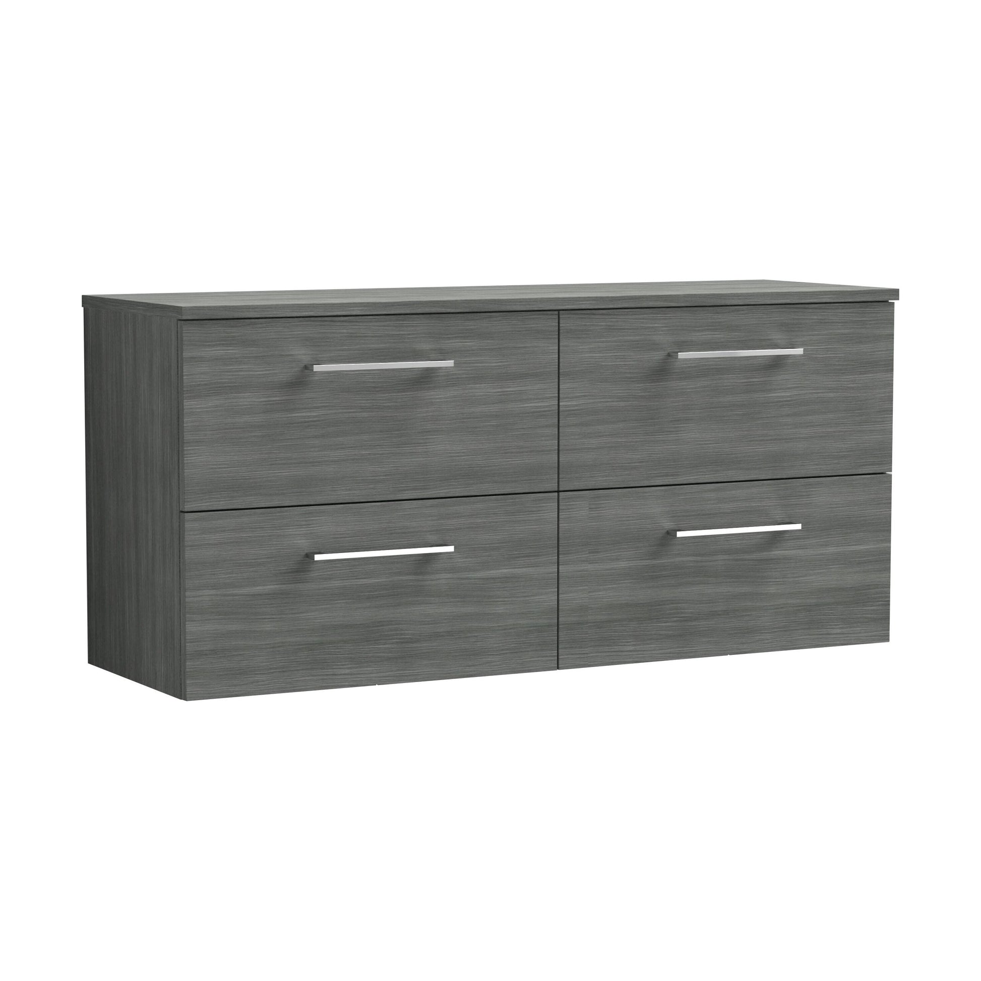 [BFLE524W2] Balterley Level Modern Bathroom 1200mm Wall Hung 4 Soft Close Drawer Vanity Unit with Worktop, 557 x 1205 x 390mm, Anthracite - Cutout