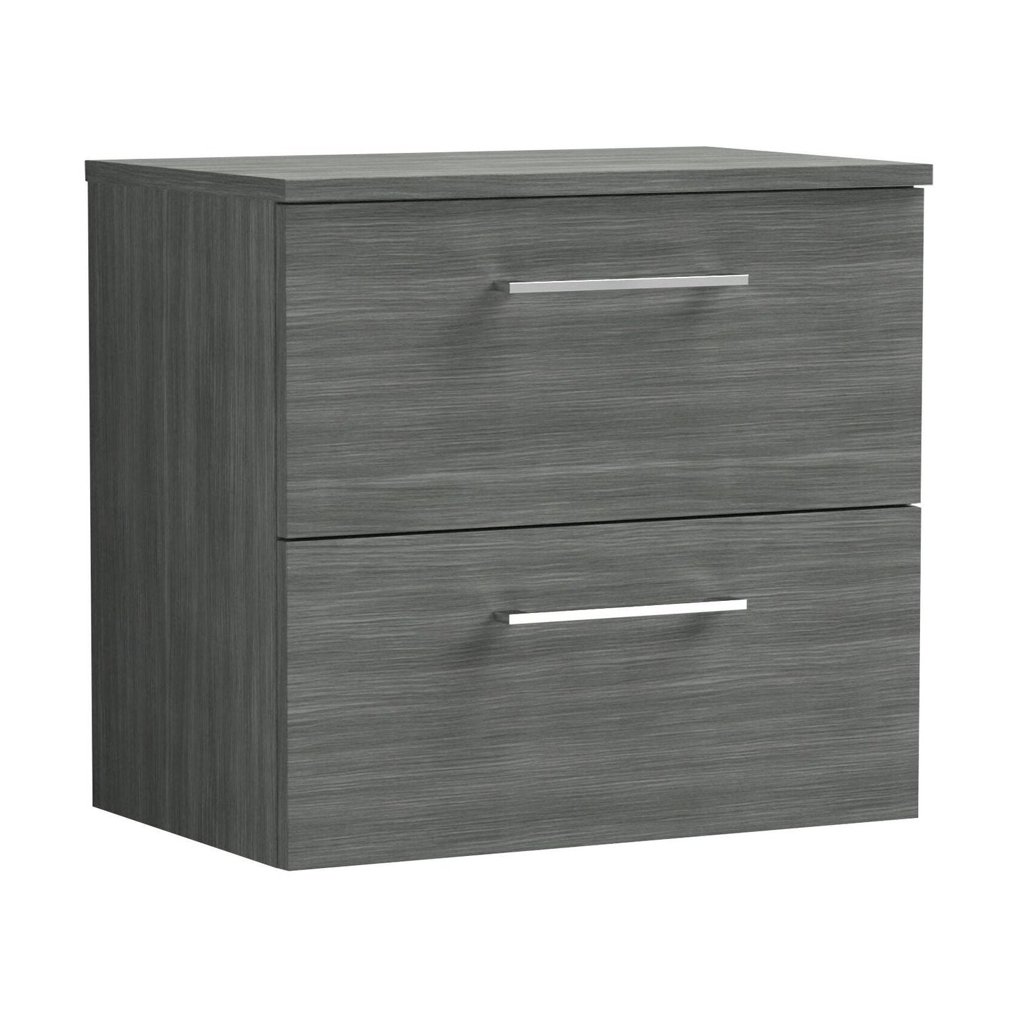 [BFLE524W] Balterley Level Modern Bathroom 600mm Wall Hung 2 Soft Close Drawer Vanity Unit with Worktop, 539 x 605 x 383mm, Anthracite - Cutout