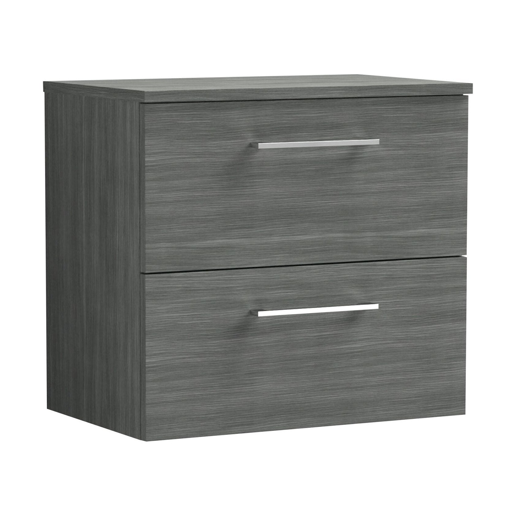 [BFLE524W] Balterley Level Modern Bathroom 600mm Wall Hung 2 Soft Close Drawer Vanity Unit with Worktop, 539 x 605 x 383mm, Anthracite - Cutout