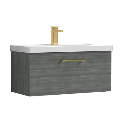 [BFLE525AH017] Bramshall Wall Hung 1 Drawer Vanity Unit with Mid-Edge Ceramic Basin - Choice of Colour, Handle Finish and Size - Cutout