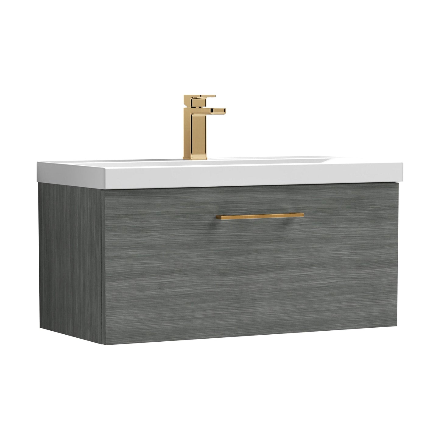 [BFLE525AH1516] Bramshall Wall Hung 1 Drawer Vanity Unit with Mid-Edge Ceramic Basin - Choice of Colour, Handle Finish and Size - Cutout