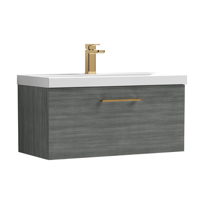 [BFLE525AH1516] Bramshall Wall Hung 1 Drawer Vanity Unit with Mid-Edge Ceramic Basin - Choice of Colour, Handle Finish and Size - Cutout