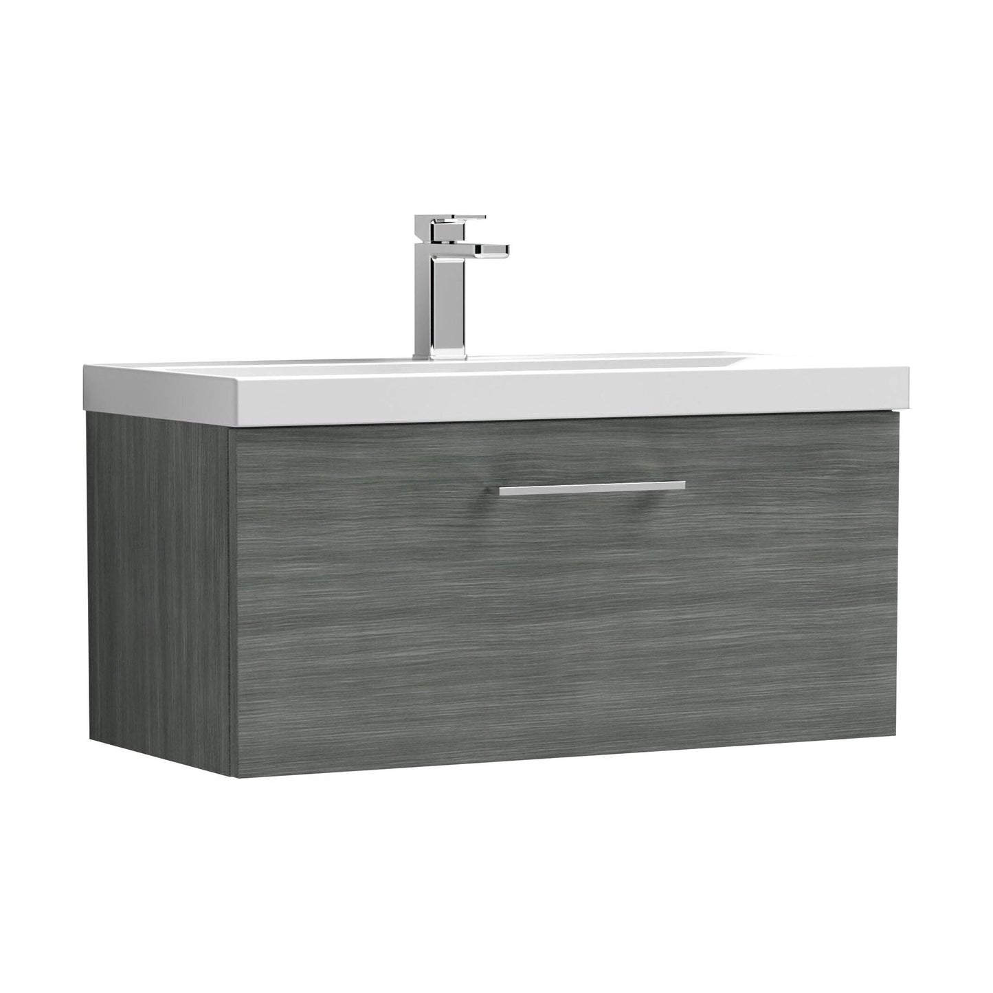[BFLE525A] Bramshall Wall Hung 1 Drawer Vanity Unit with Mid-Edge Ceramic Basin - Choice of Colour, Handle Finish and Size - Cutout
