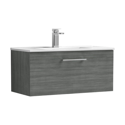 [BFLE525B] Balterley  Contemporary Bathroom 1 Soft Close Drawer & Minimalist Wall Hung Vanity Unit Basin, Anthracite Woodgrain, 800mm - Cutout