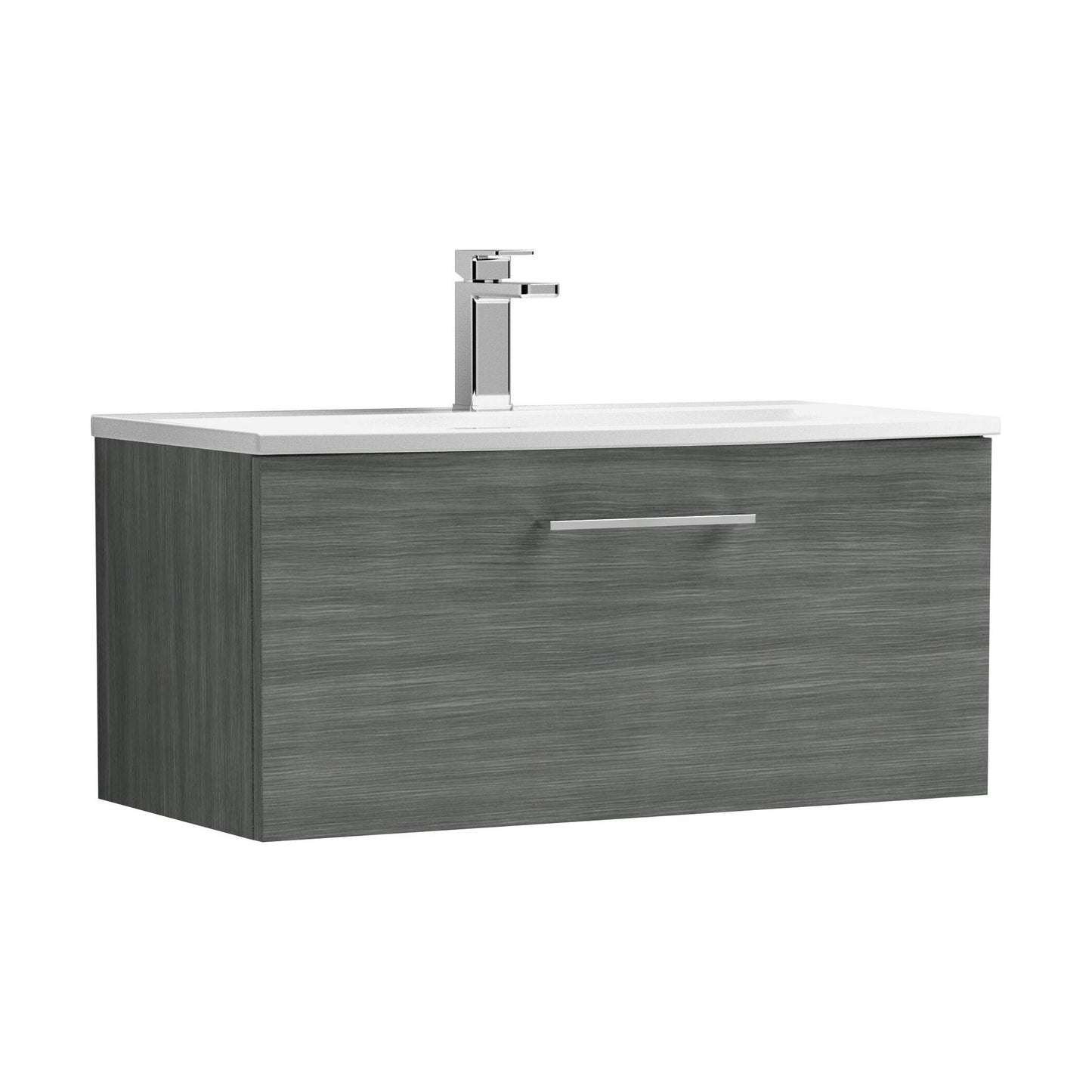 [BFLE525G] Balterley  Modern Bathroom 1 Soft Close Drawer Wall Hung Vanity & Basin, Anthracite, 800mm - Cutout