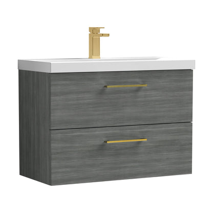 [BFLE526AH017] Bramshall Wall Hung 2 Drawer Vanity Unit with Mid-Edge Ceramic Basin - Choice of Colour, Handle Finish and Size - Cutout